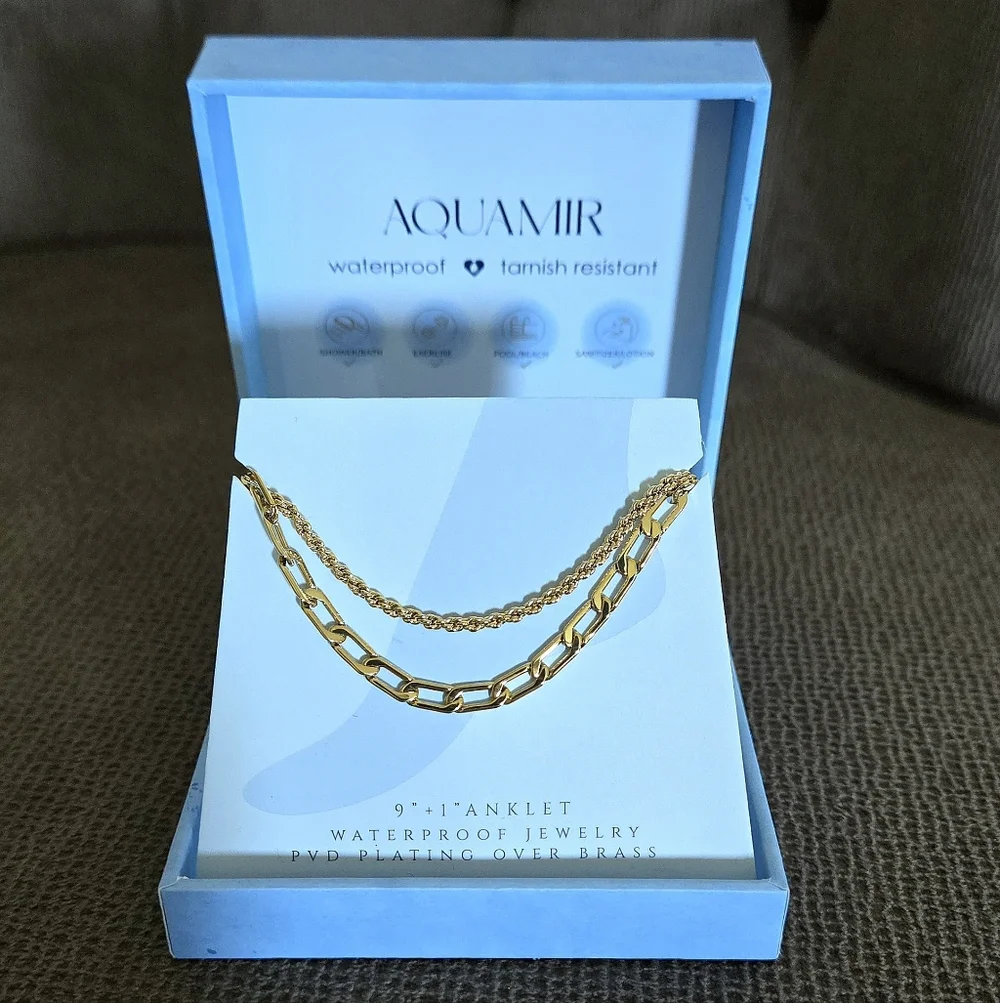 Aquamir Waterproof Double✌️Gold💛 Anklet🦶 Set - NIB - Picture 9 of 16